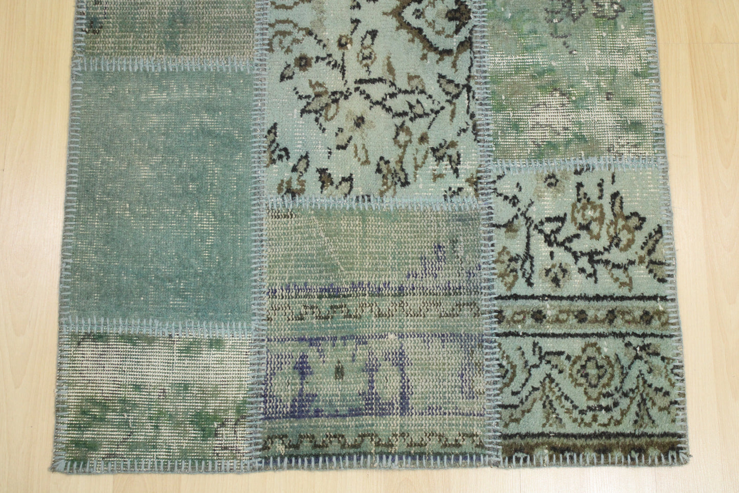 Hand-Knotted Patchwork Turkish Rug (2'11" x 5'3")