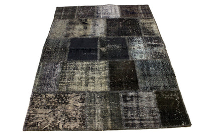 Hand-Knotted Patchwork Turkish Rug (4'0" x 5'5")