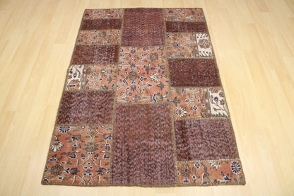 Hand-Knotted Patchwork Turkish Rug (3'5" x 5'0")