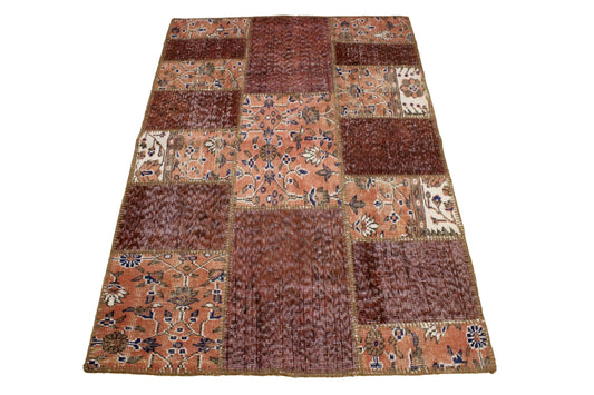 Hand-Knotted Patchwork Turkish Rug (3'5" x 5'0")