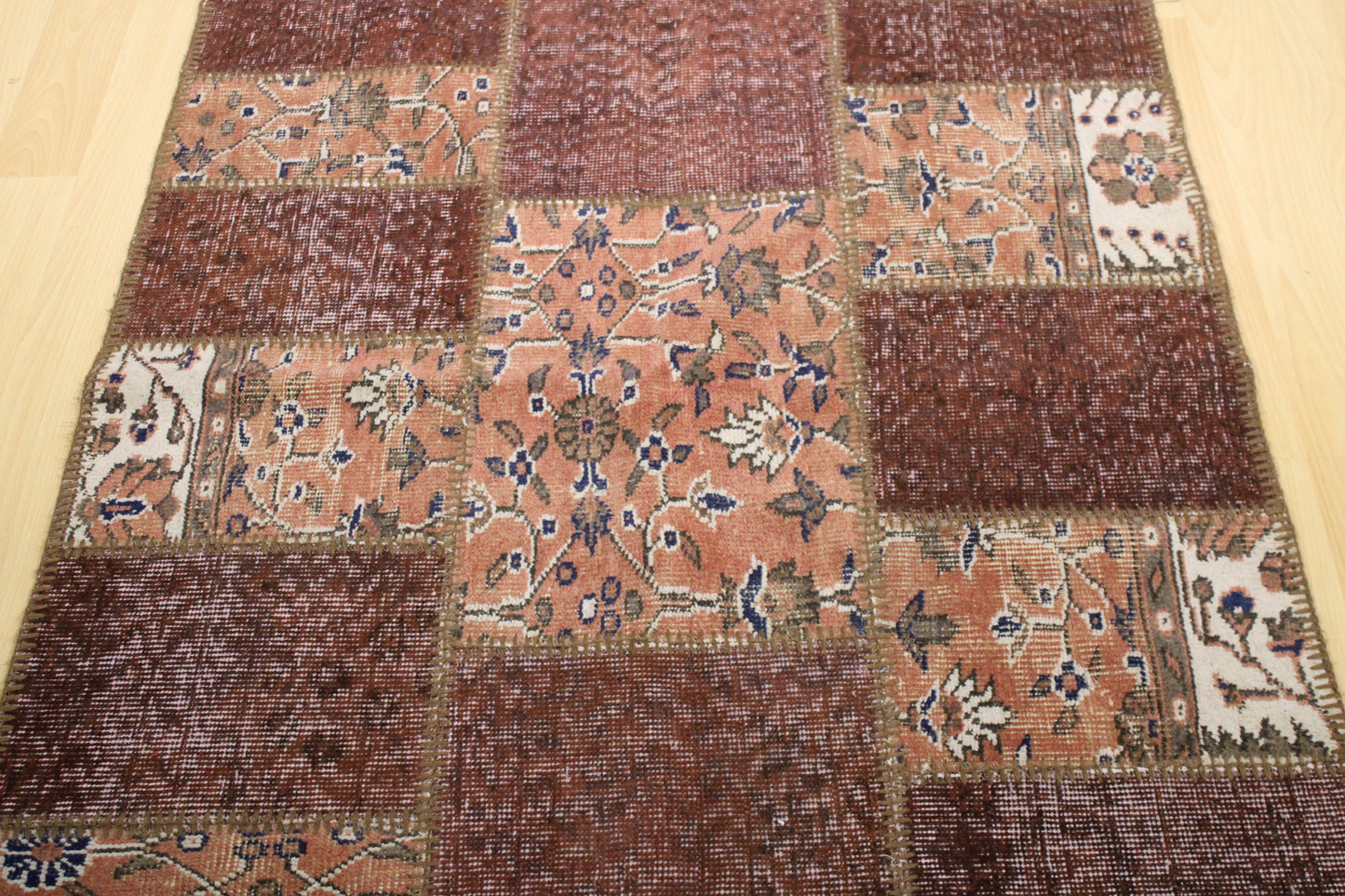 Hand-Knotted Patchwork Turkish Rug (3'5" x 5'0")