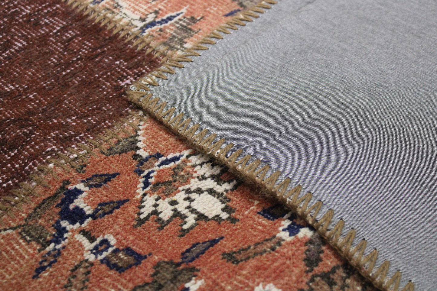 Hand-Knotted Patchwork Turkish Rug (3'5" x 5'0")