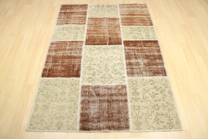 Hand-Knotted Patchwork Turkish Rug (4'0" x 5'11")