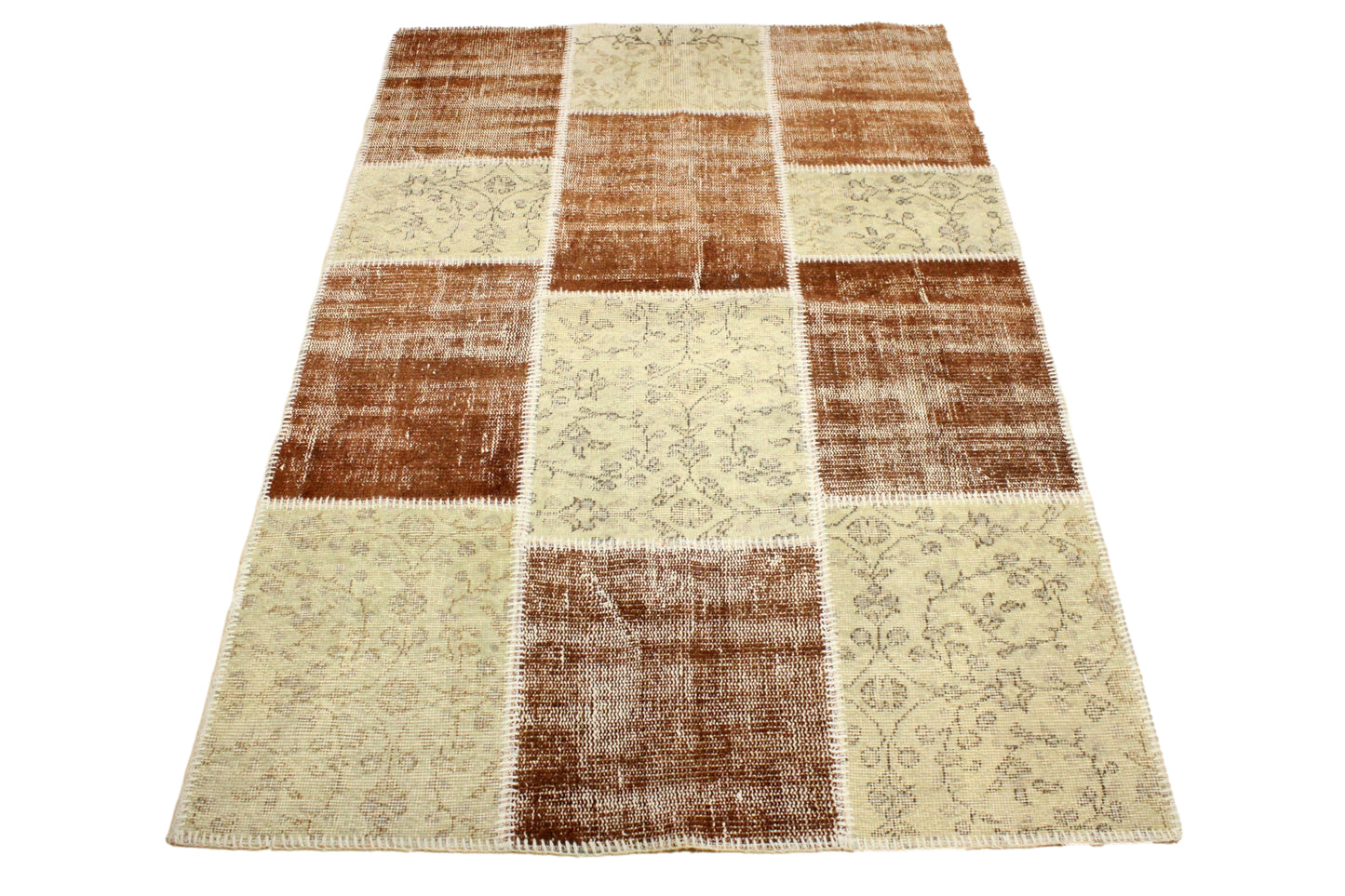 Hand-Knotted Patchwork Turkish Rug (4'0" x 5'11")