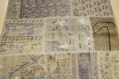 Hand-Knotted Patchwork Turkish Rug (3'3" x 3'3")