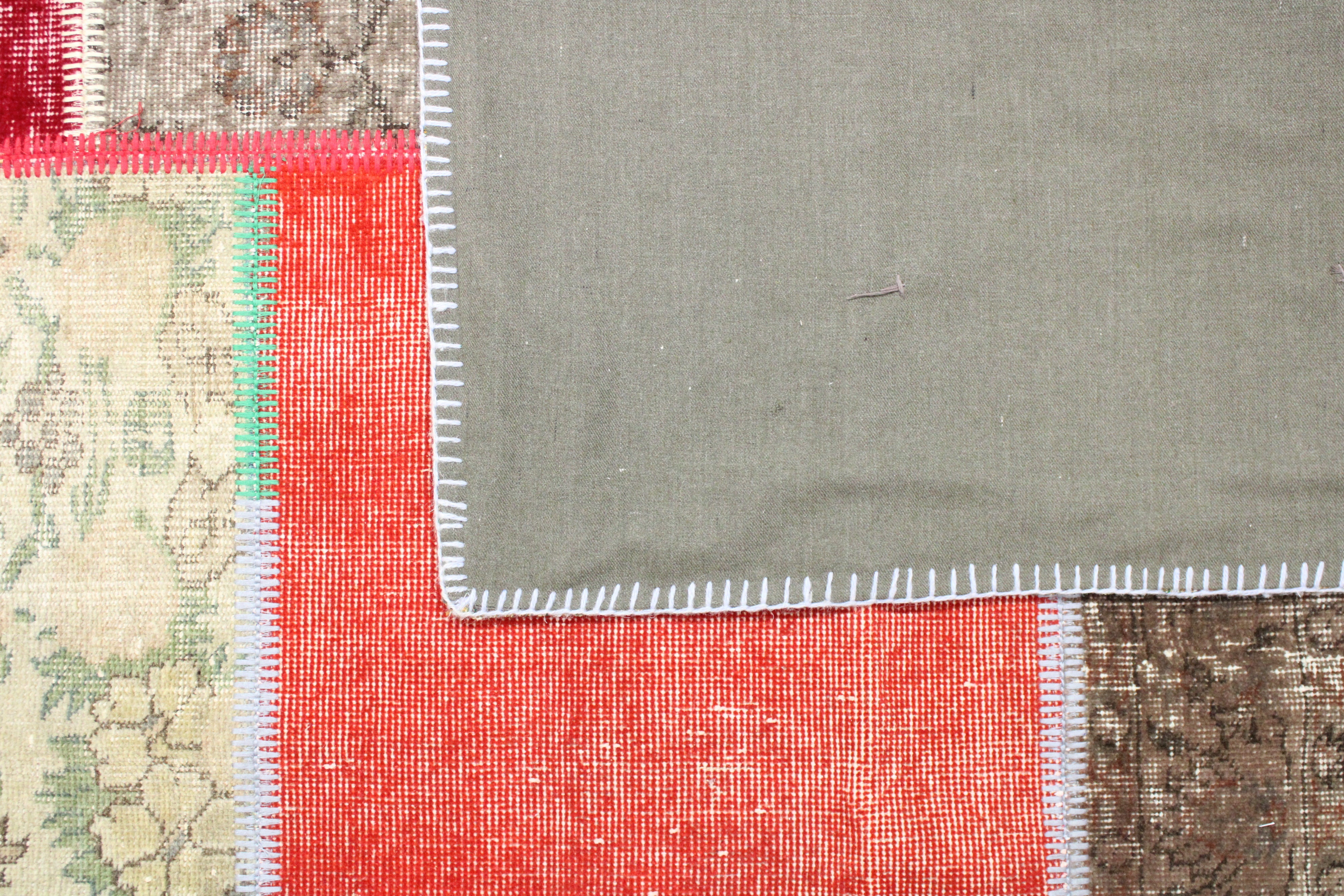 Turkish Patchwork Hand-Knotted Wool Rug