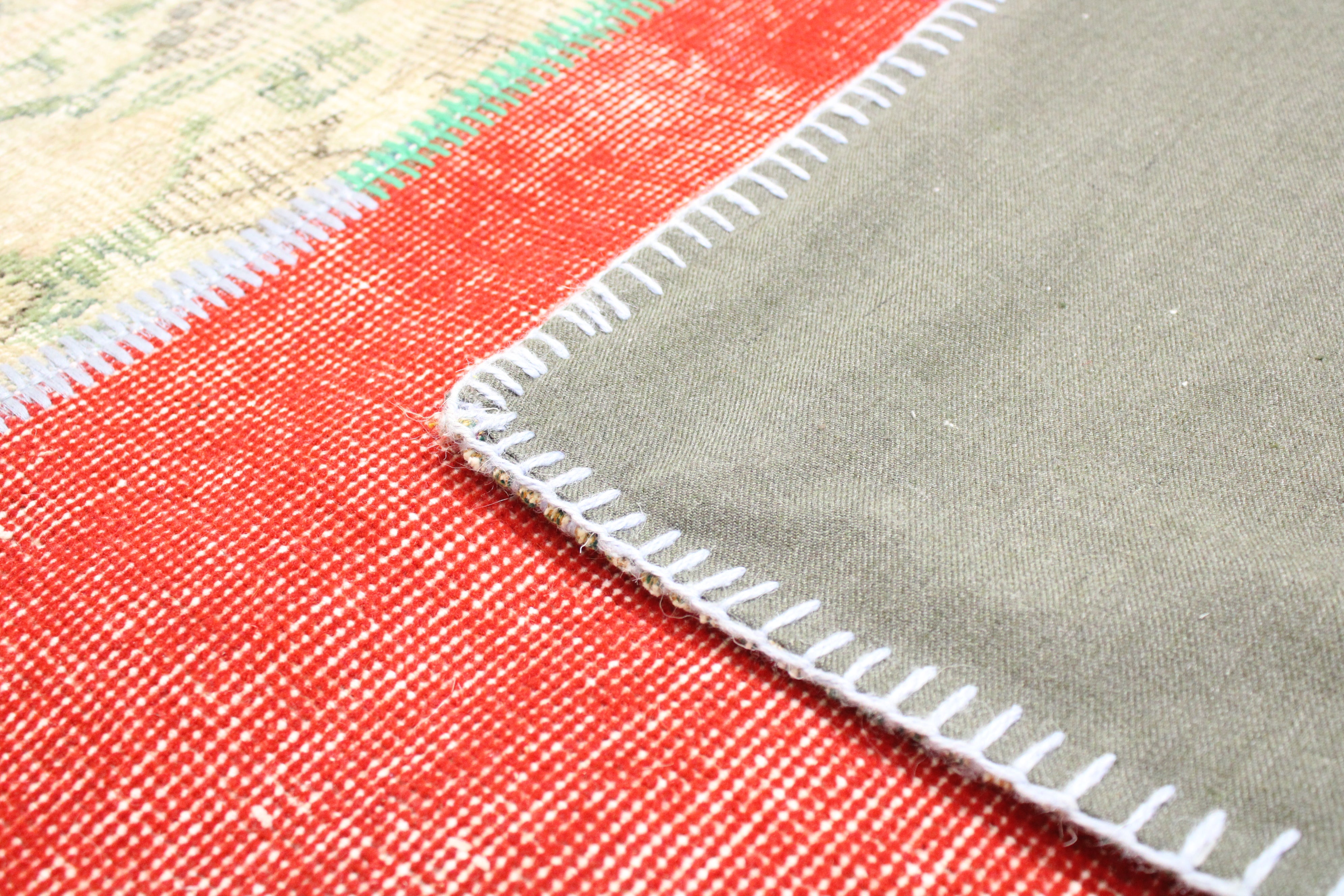 Turkish Patchwork Hand-Knotted Wool Rug