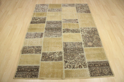 Hand-Knotted Patchwork Turkish Rug (4'6" x 6'7")