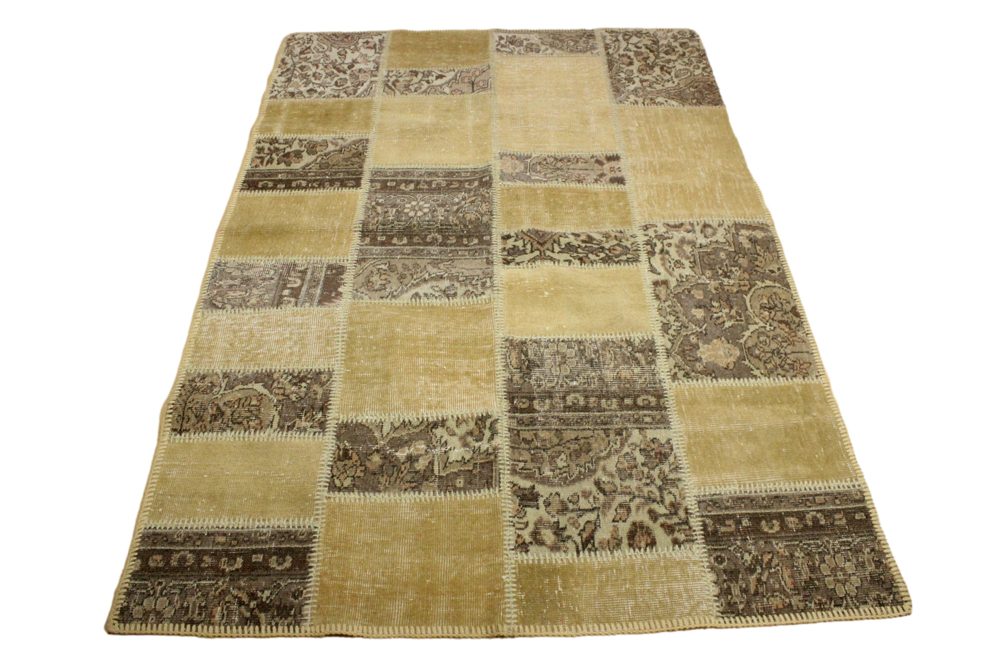 Hand-Knotted Patchwork Turkish Rug (4'6" x 6'7")