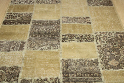 Hand-Knotted Patchwork Turkish Rug (4'6" x 6'7")