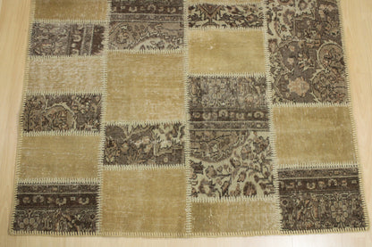 Hand-Knotted Patchwork Turkish Rug (4'6" x 6'7")