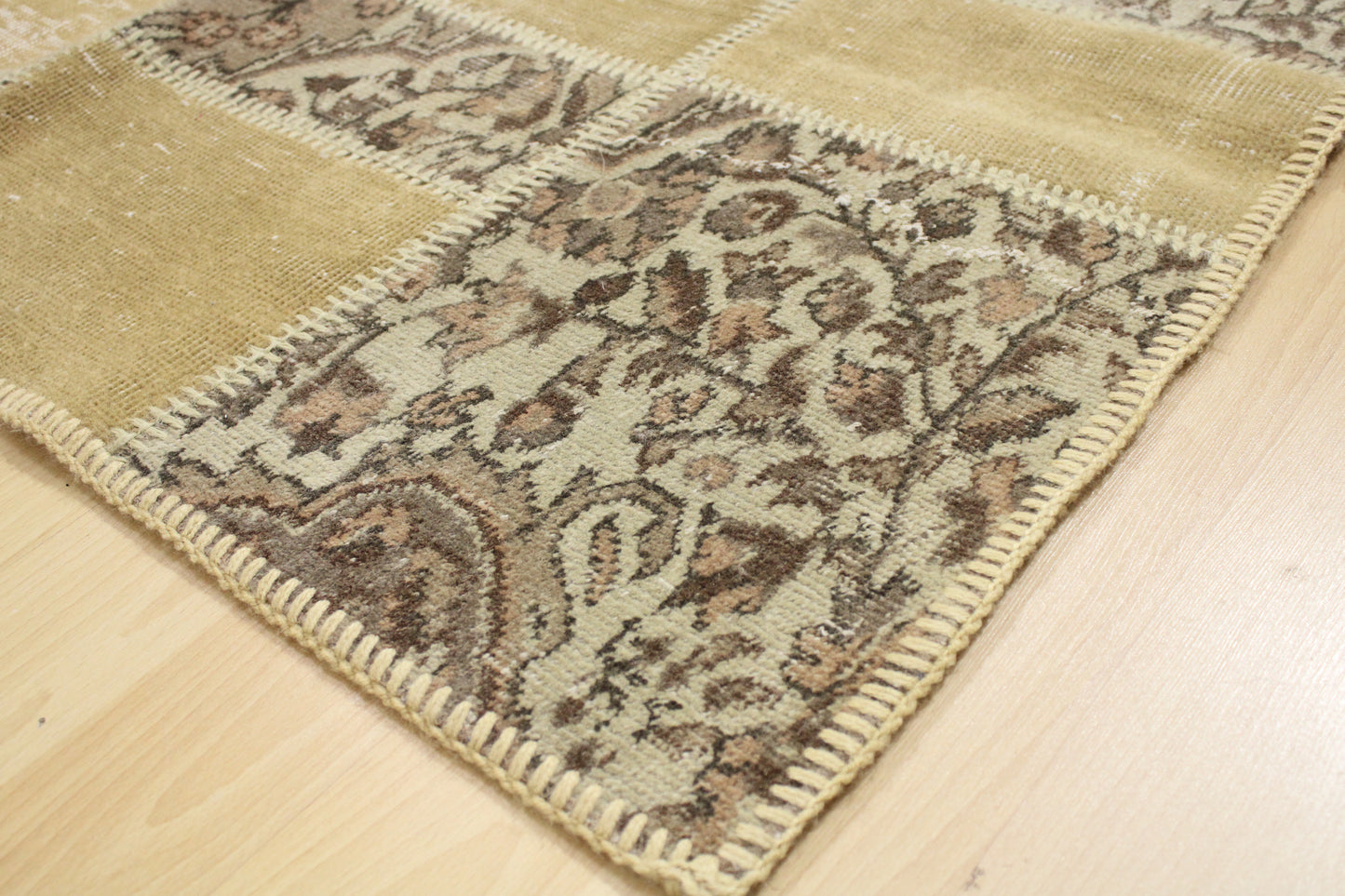 Hand-Knotted Patchwork Turkish Rug (4'6" x 6'7")