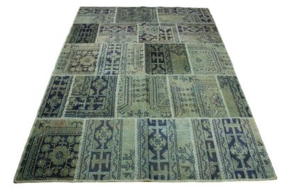 Hand-Knotted Patchwork Turkish Rug (5'7" x 7'7")