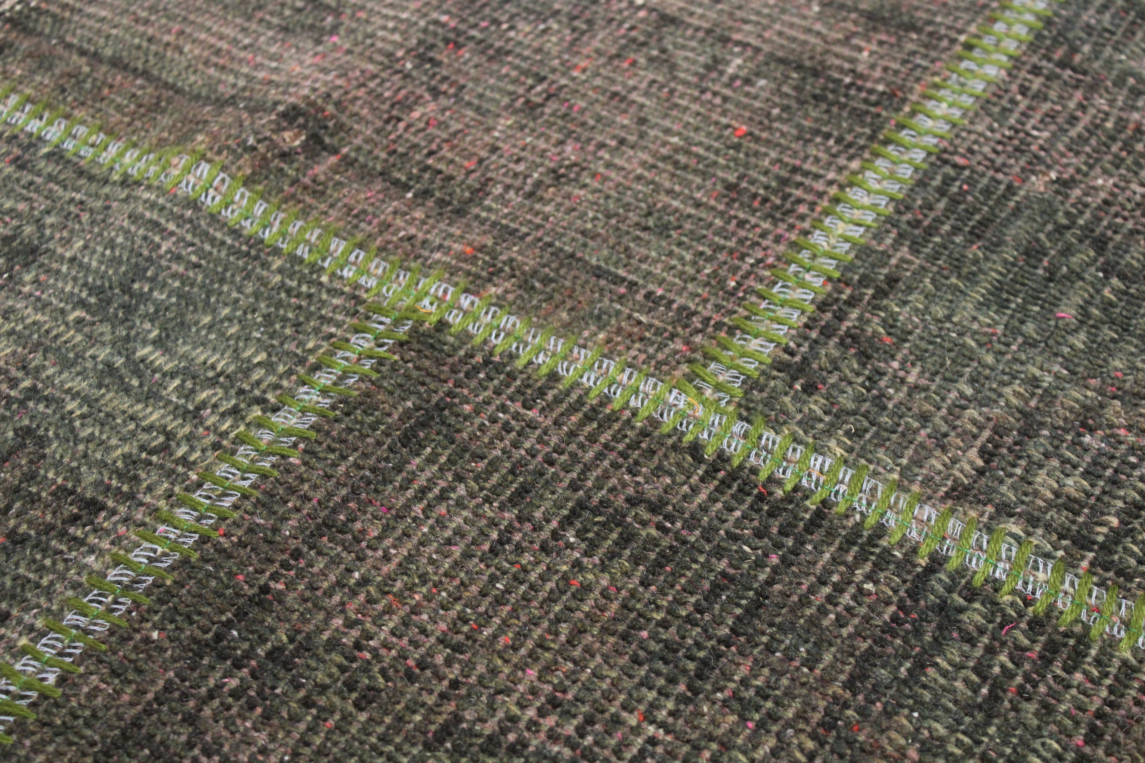 El Dokuma Kök Boya Yün Patchwork Halı