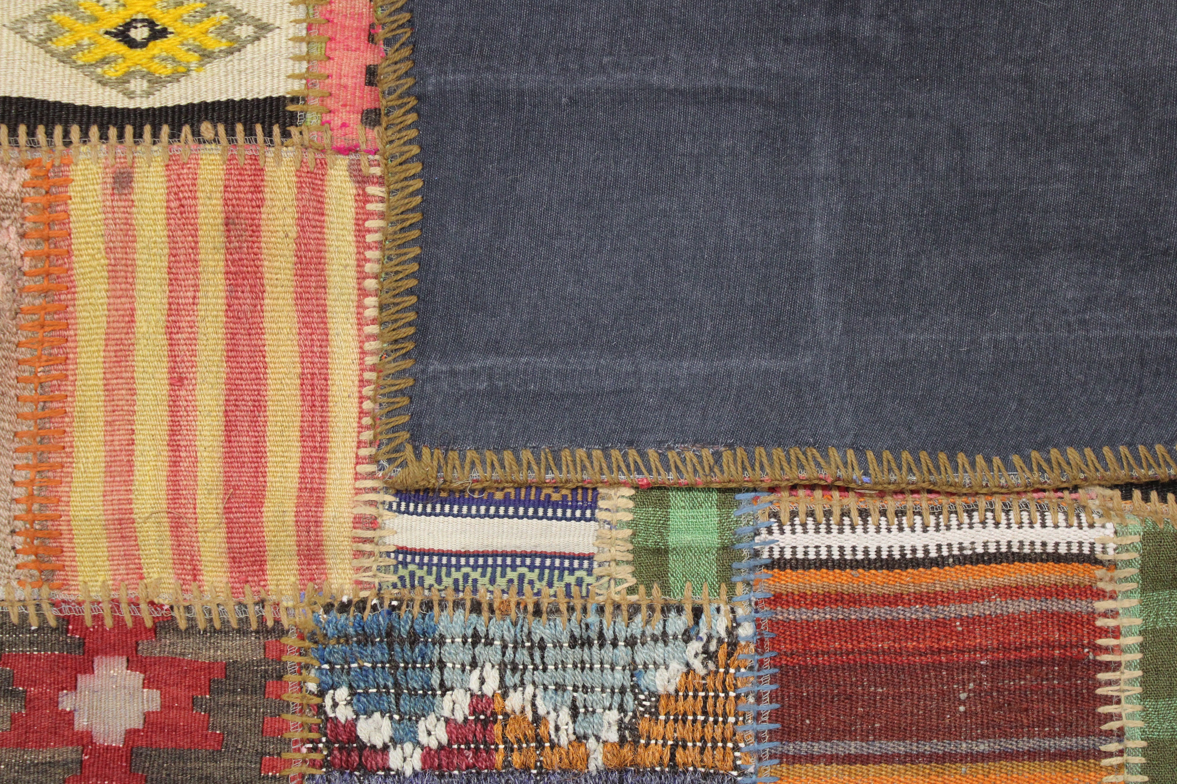 Turkish Patchwork Hand-Knotted Wool Rug