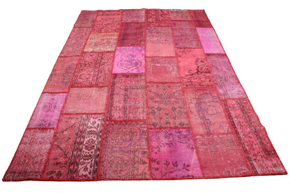 Hand-Knotted Patchwork Turkish Rug (6'7" x 9'9")