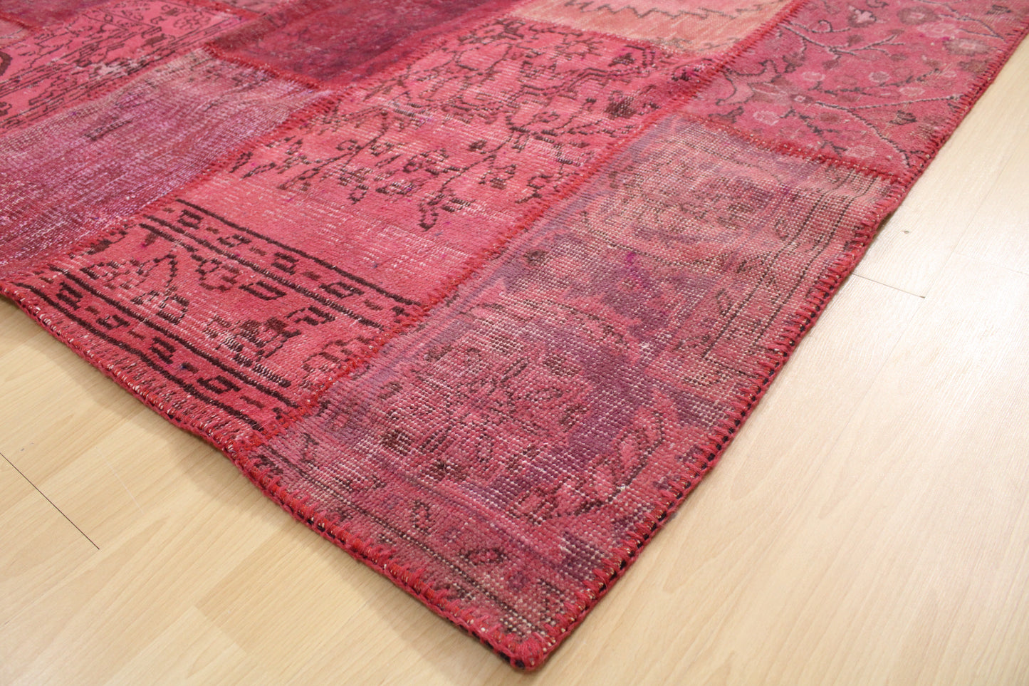 Hand-Knotted Patchwork Turkish Rug (6'7" x 9'9")