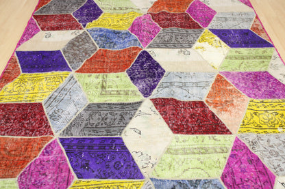 Hand-Knotted Patchwork Turkish Rug (5'9" x 8'2")