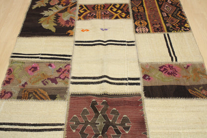 Hand-Knotted Patchwork Turkish Rug (4'7" x 6'5")