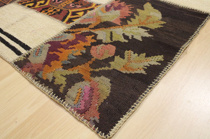 Hand-Knotted Patchwork Turkish Rug (4'7" x 6'5")