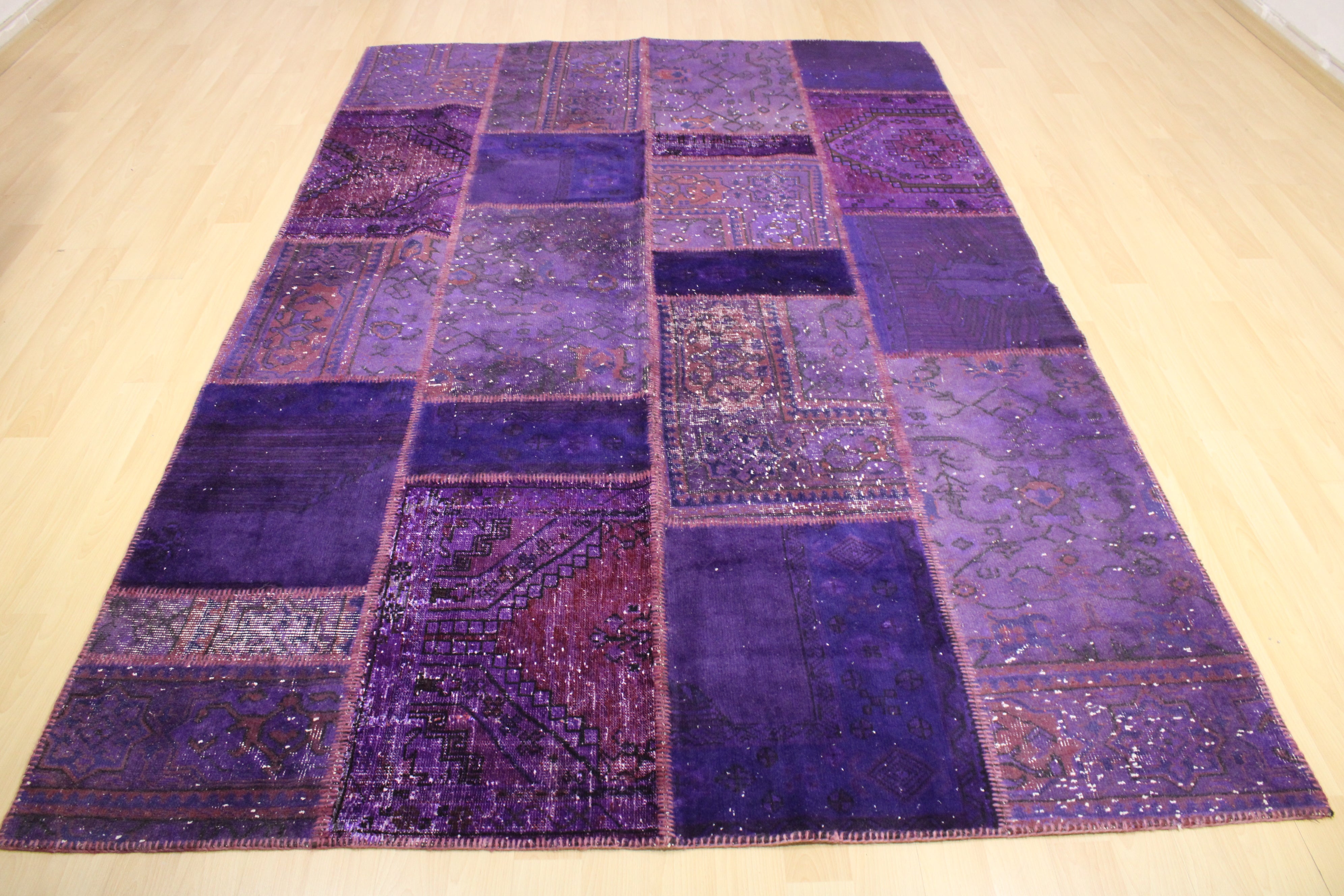 Turkish Patchwork Hand-Knotted Wool Rug