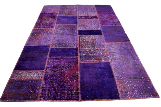 Hand-Knotted Patchwork Turkish Rug (6'6" x 9'11")