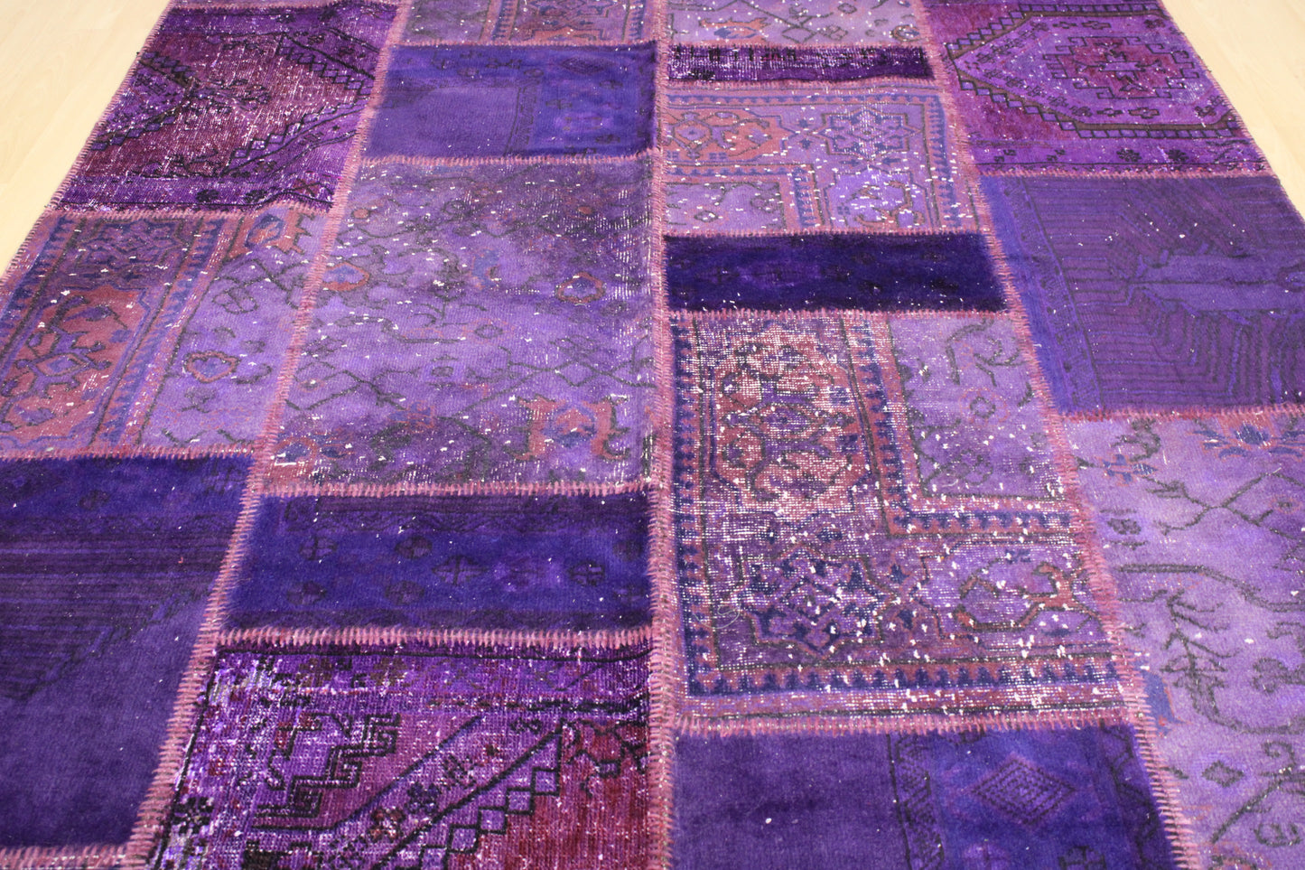 Hand-Knotted Patchwork Turkish Rug (6'6" x 9'11")