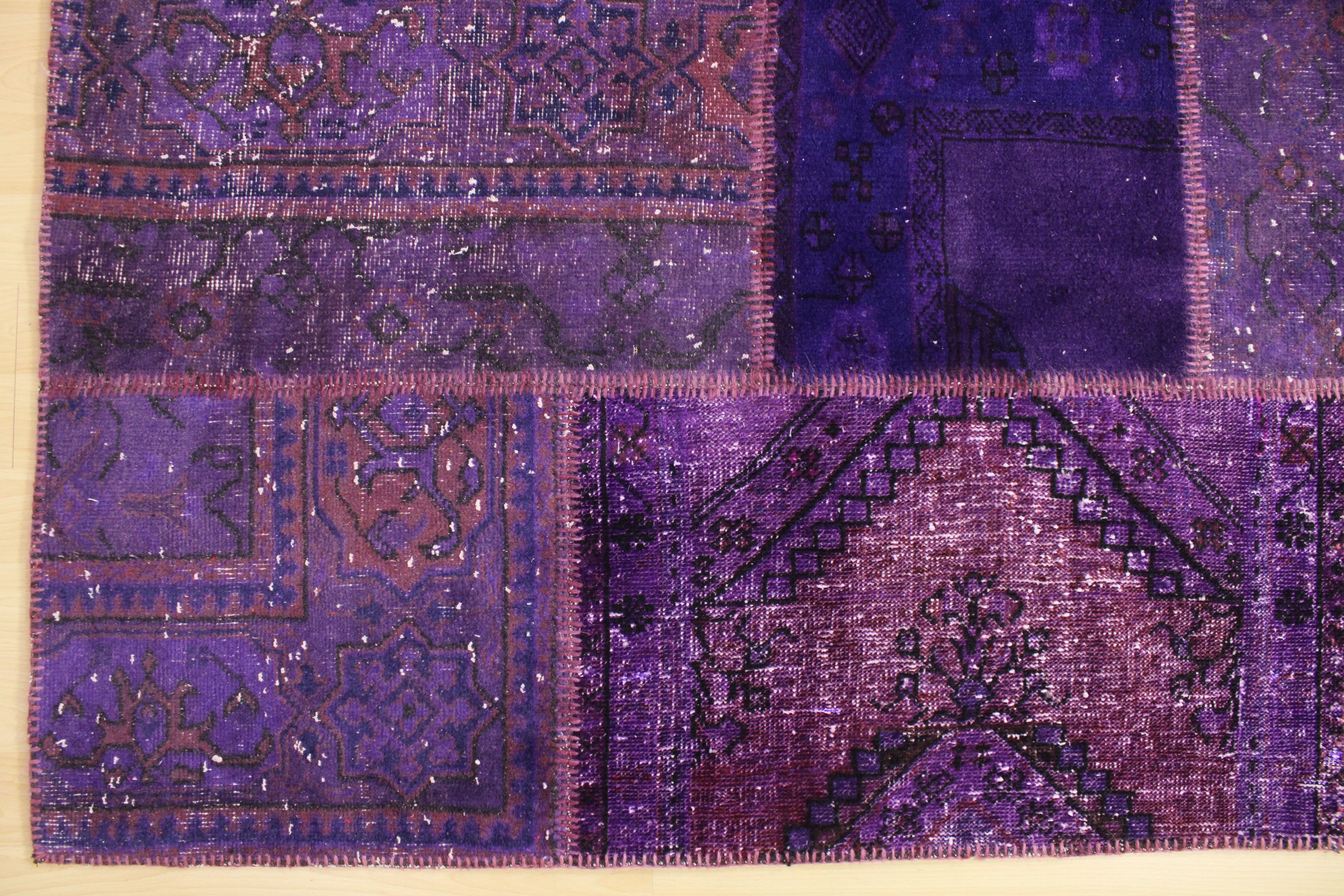 Turkish Patchwork Hand-Knotted Wool Rug