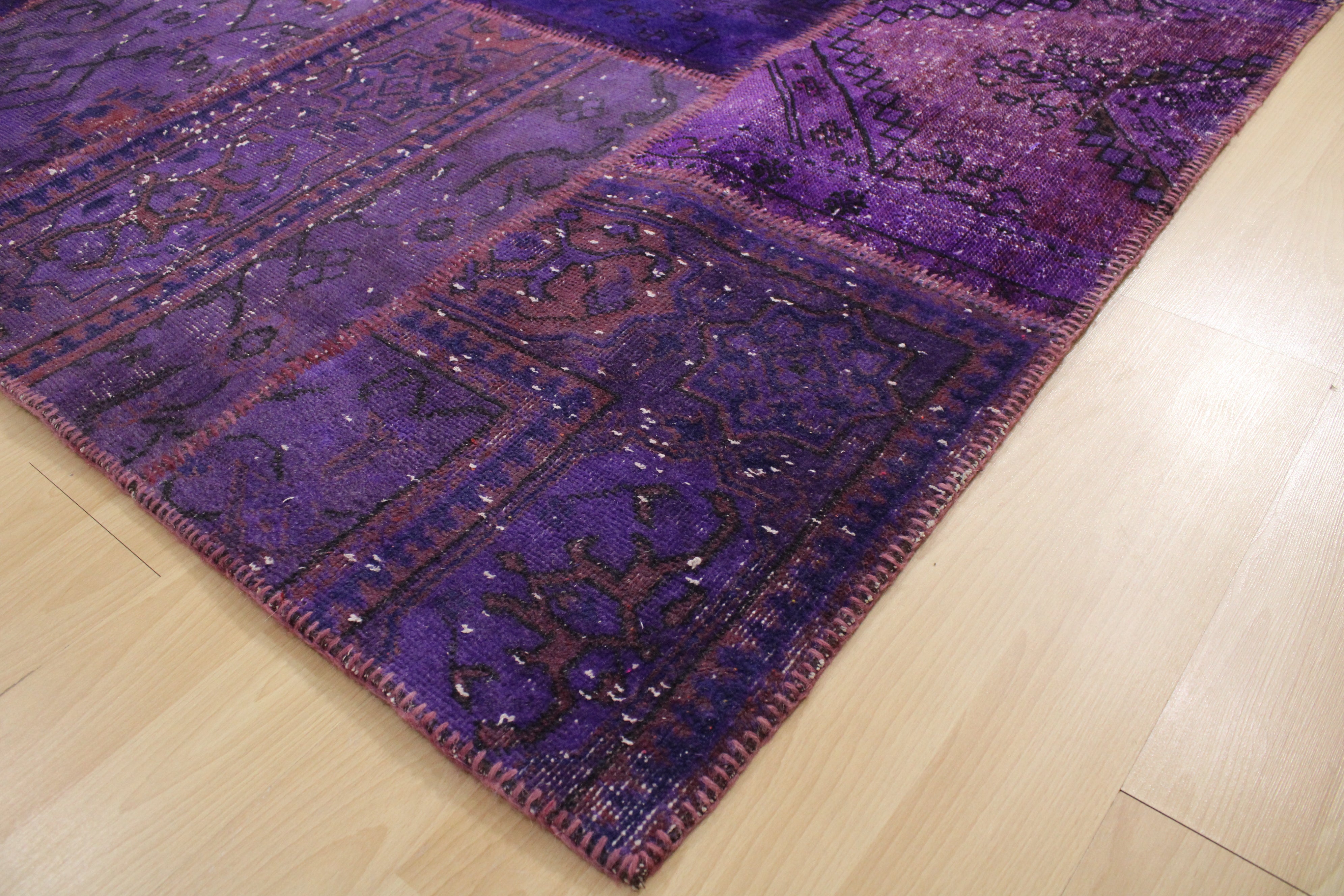 Turkish Patchwork Hand-Knotted Wool Rug