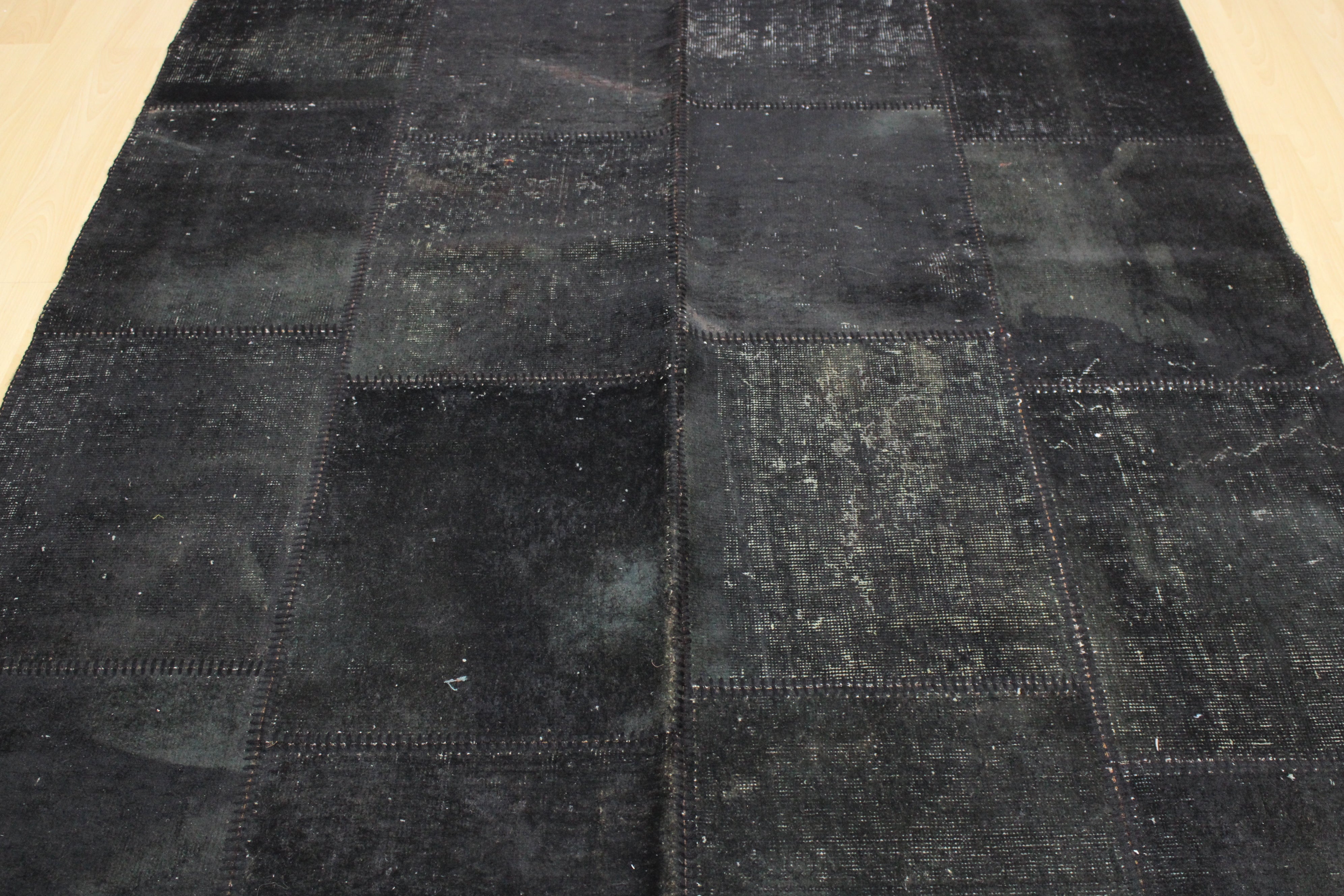 Turkish Patchwork Hand-Knotted Wool Rug