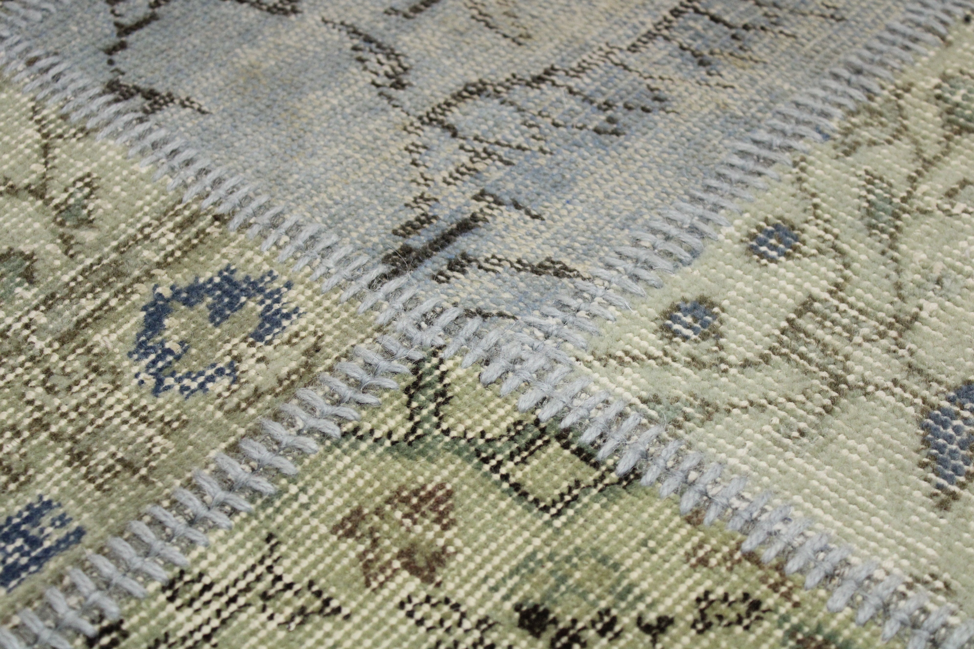 Turkish Patchwork Hand-Knotted Wool Rug