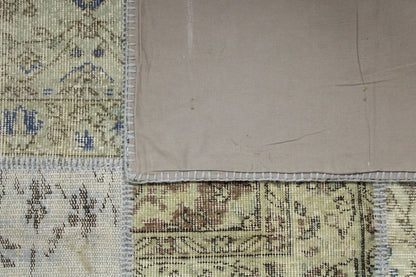 Hand-Knotted Patchwork Turkish Rug (3'12" x 5'11")