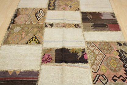 Hand-Knotted Patchwork Turkish Rug (4'6" x 6'4")