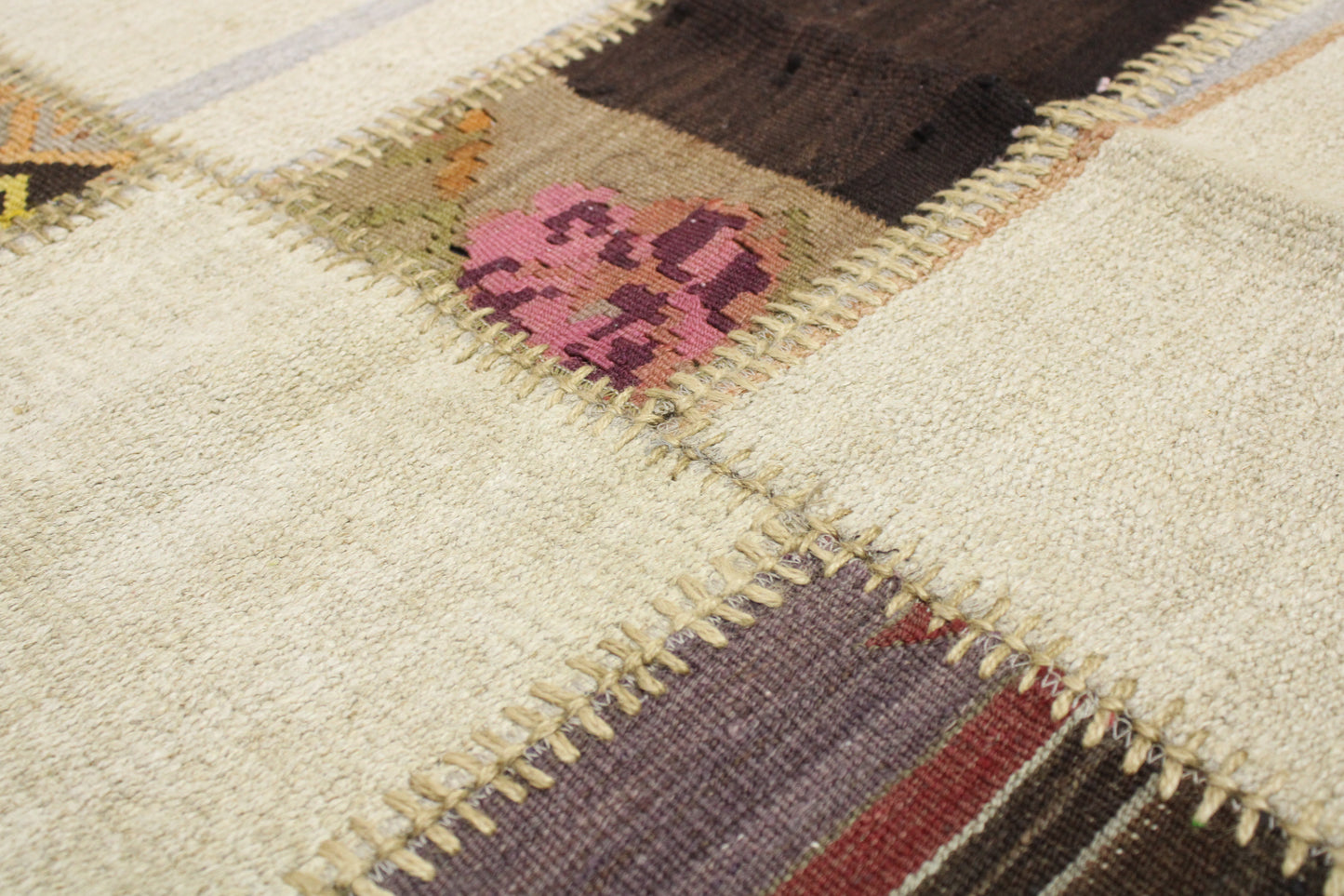 Hand-Knotted Patchwork Turkish Rug (4'6" x 6'4")