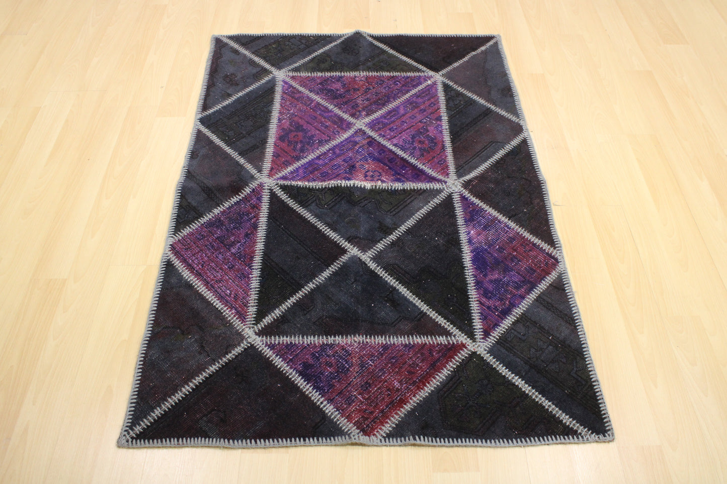 Hand-Knotted Patchwork Turkish Rug (3'3" x 4'11")