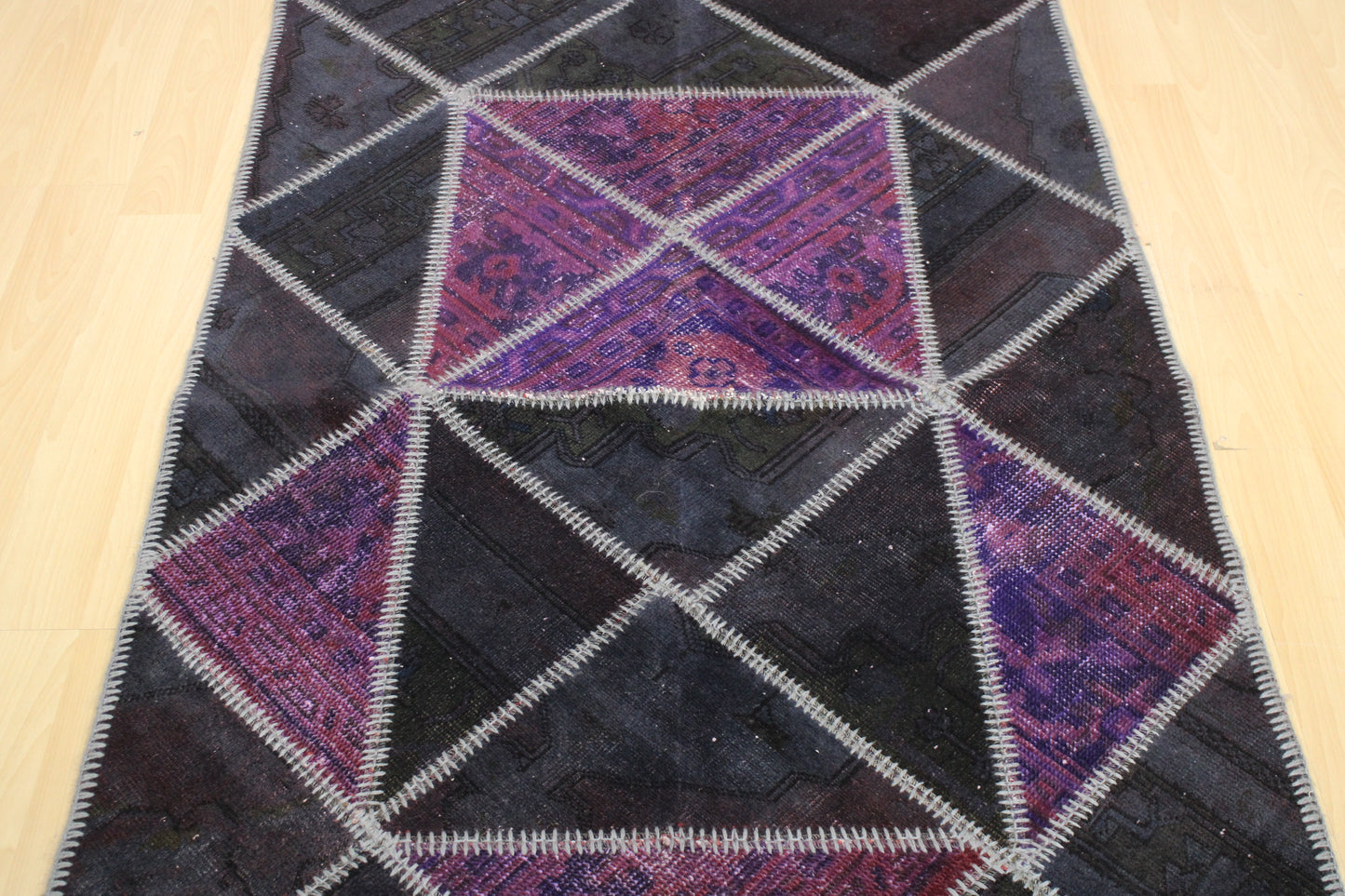 Hand-Knotted Patchwork Turkish Rug (3'3" x 4'11")