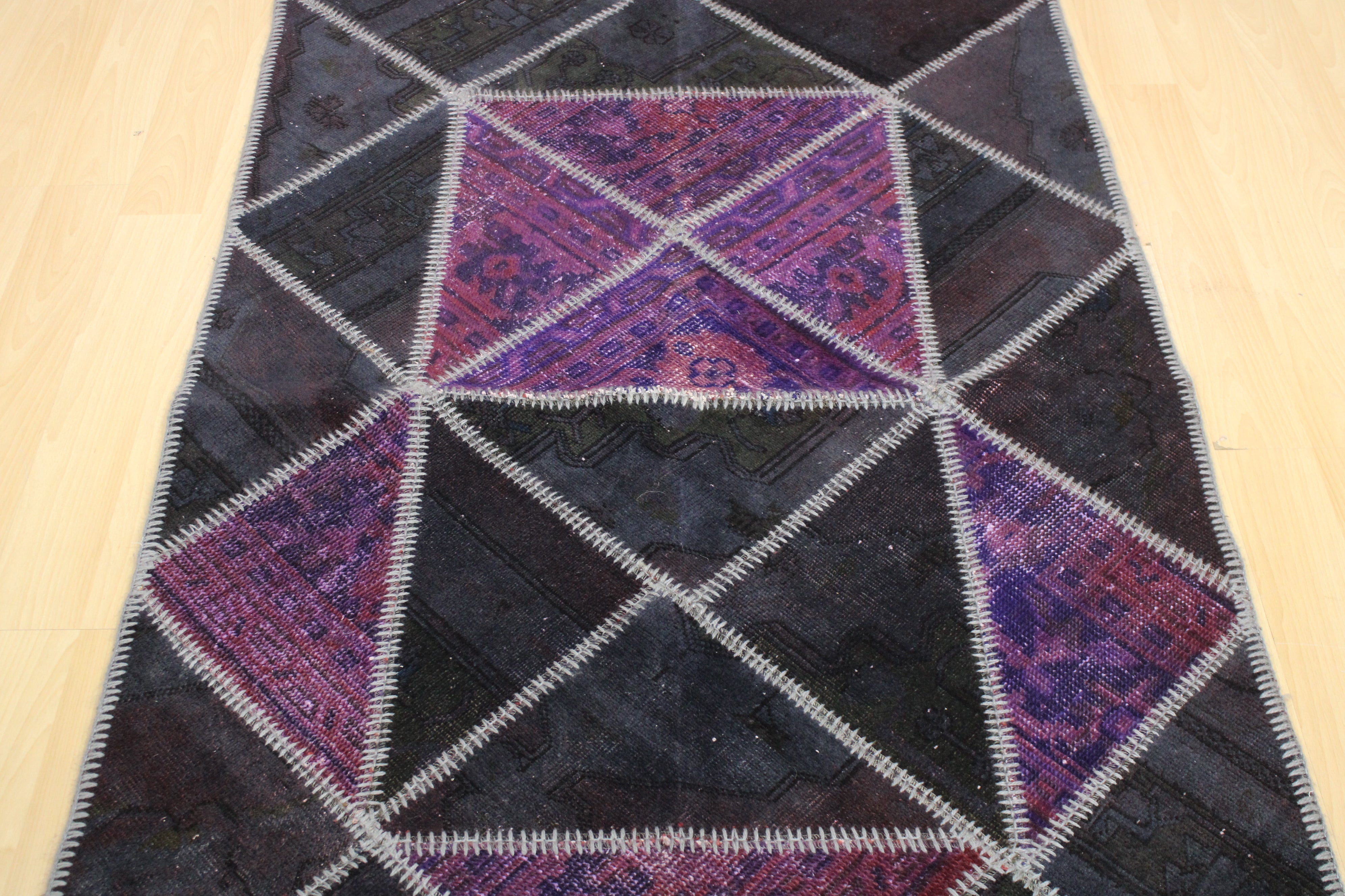 Turkish Patchwork Hand-Knotted Wool Rug