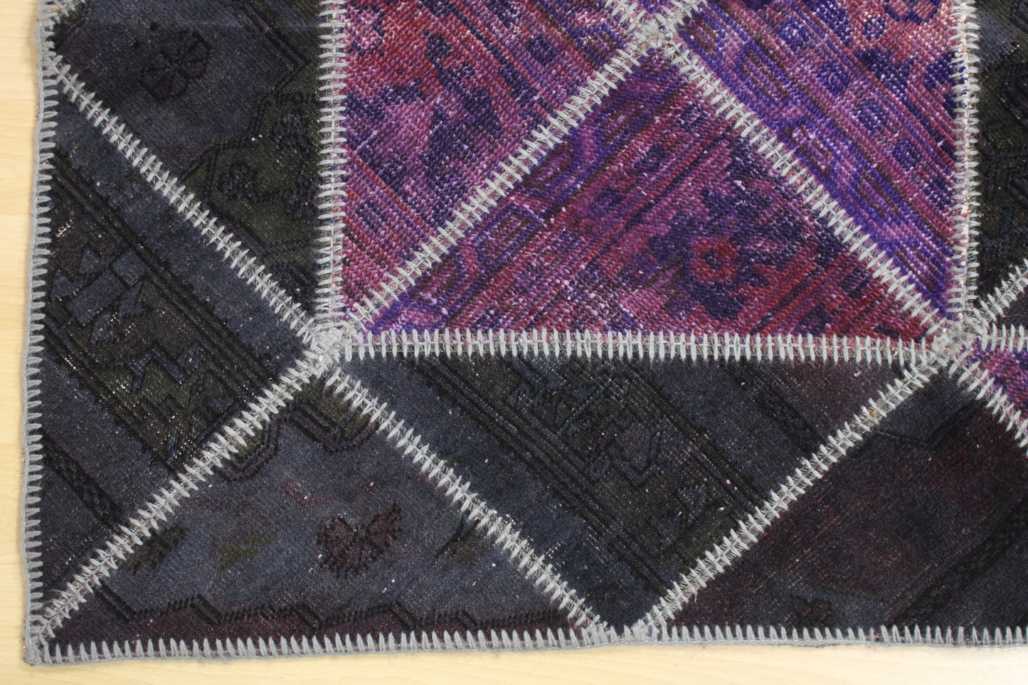 Hand-Knotted Patchwork Turkish Rug (3'3" x 4'11")