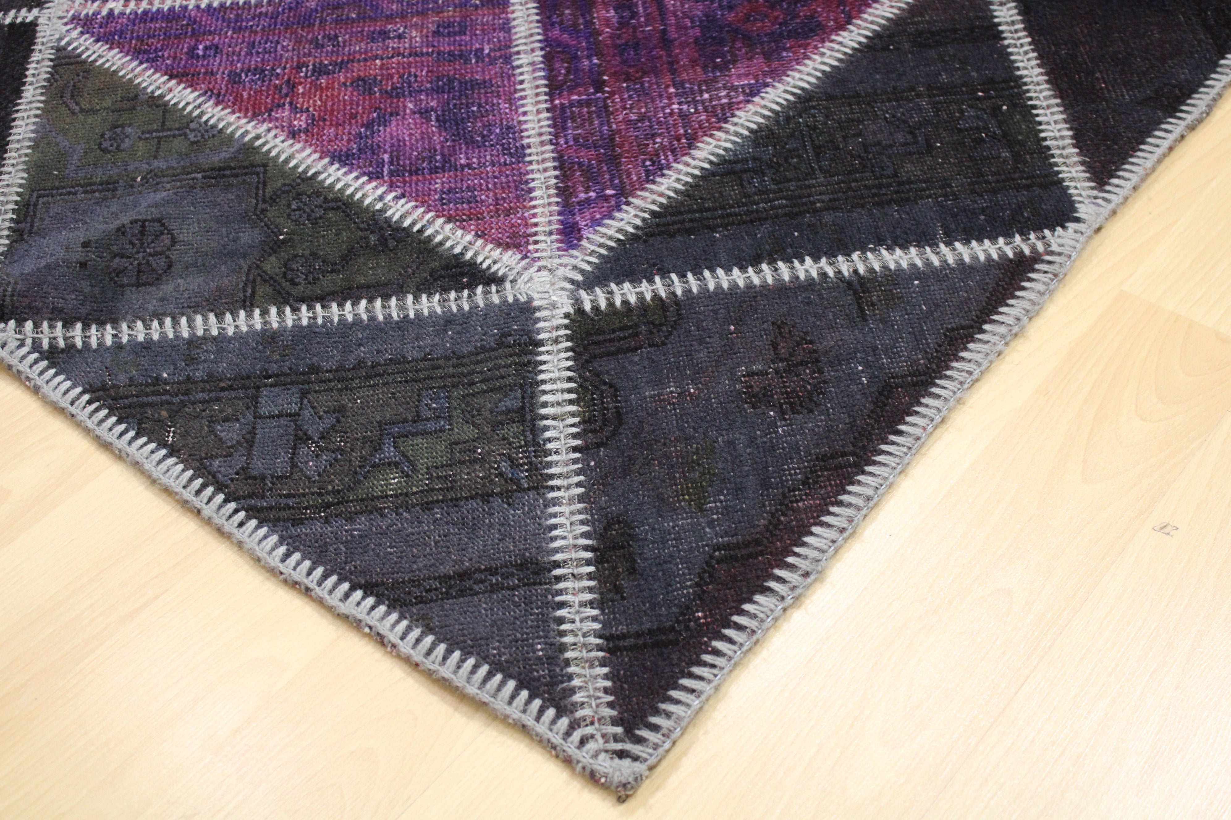 Turkish Patchwork Hand-Knotted Wool Rug