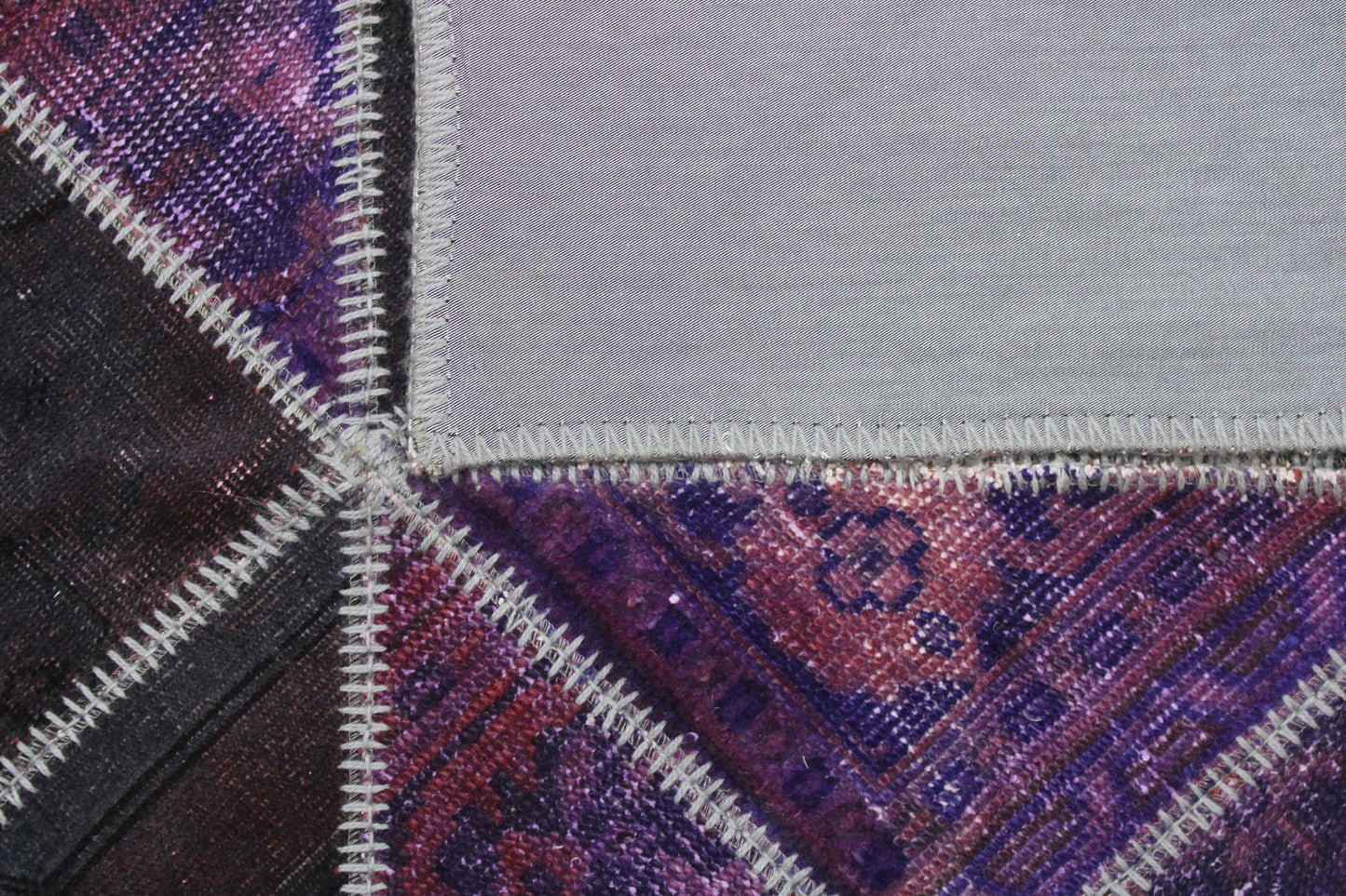 Hand-Knotted Patchwork Turkish Rug (3'3" x 4'11")