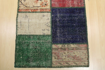 Hand-Knotted Patchwork Turkish Rug (2'7" x 6'11")