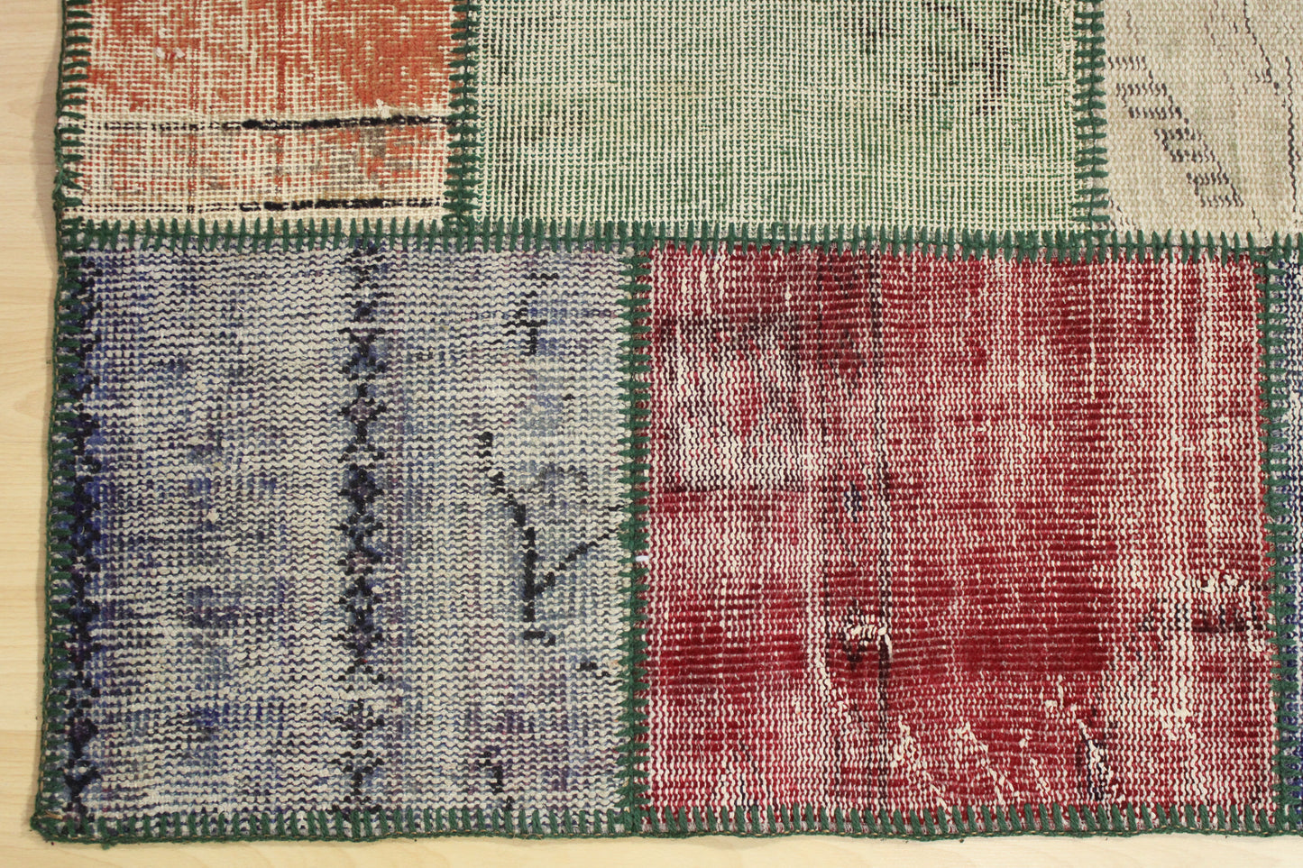 Hand-Knotted Patchwork Turkish Rug (2'7" x 6'11")