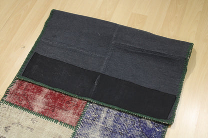 Hand-Knotted Patchwork Turkish Rug (2'7" x 6'11")