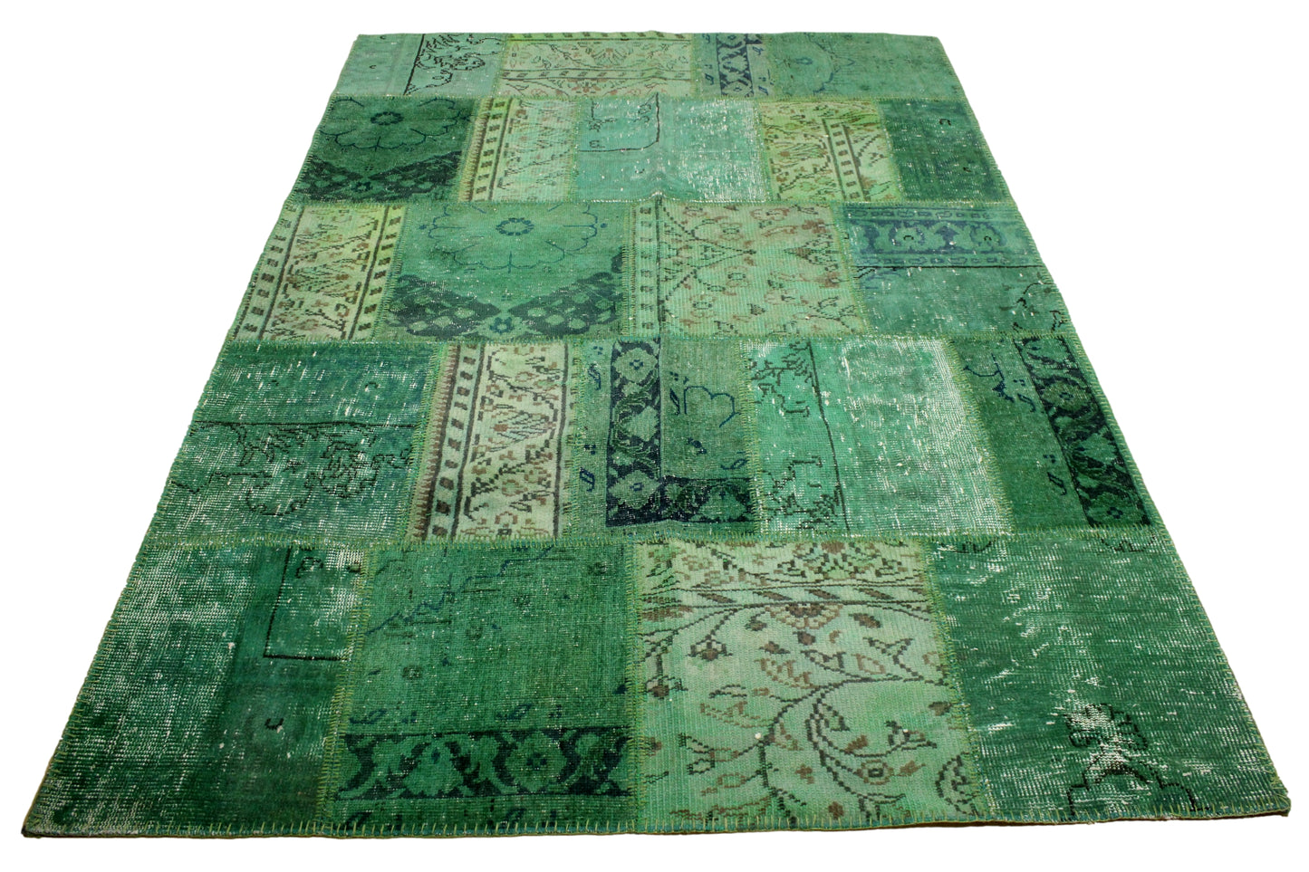 Hand-Knotted Patchwork Turkish Rug (5'5" x 7'8")