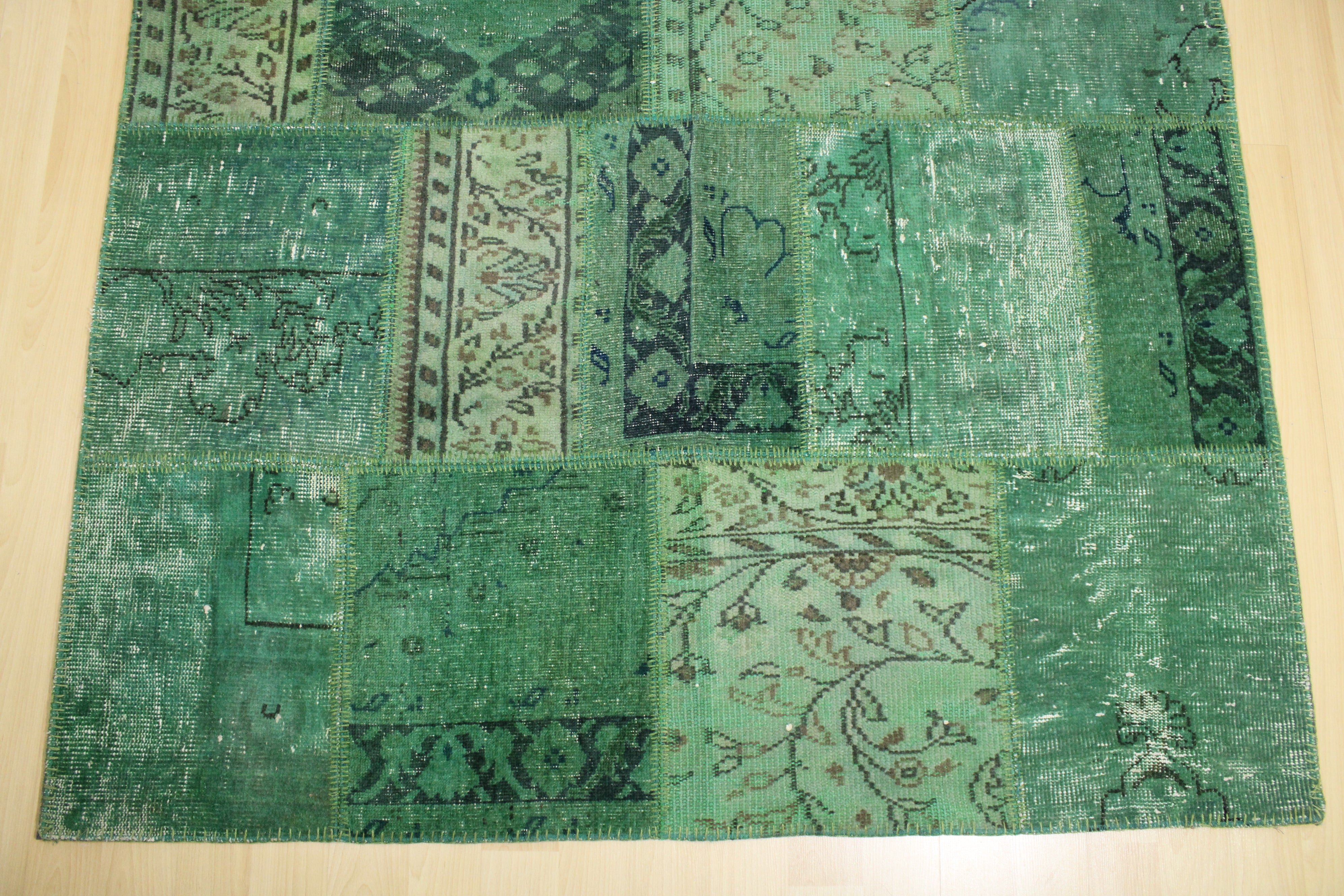 Turkish Patchwork Hand-Knotted Wool Rug