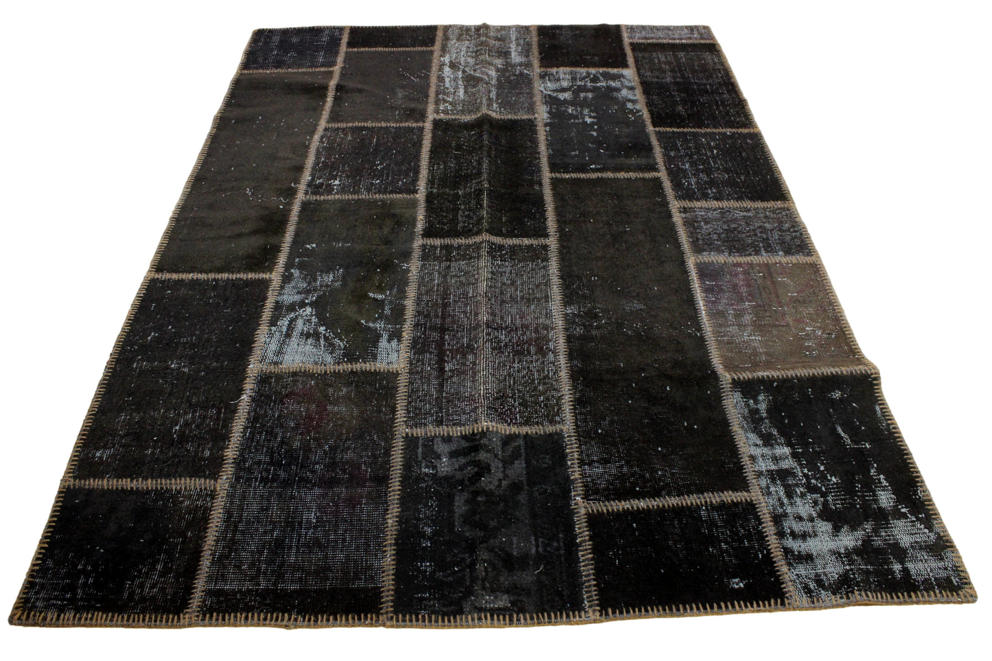 Hand-Knotted Patchwork Turkish Rug (5'7" x 7'5")