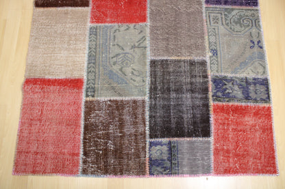 Hand-Knotted Patchwork Turkish Rug (5'3" x 7'10")