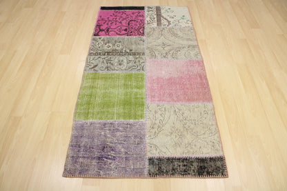 Hand-Knotted Patchwork Turkish Rug (2'12" x 5'11")