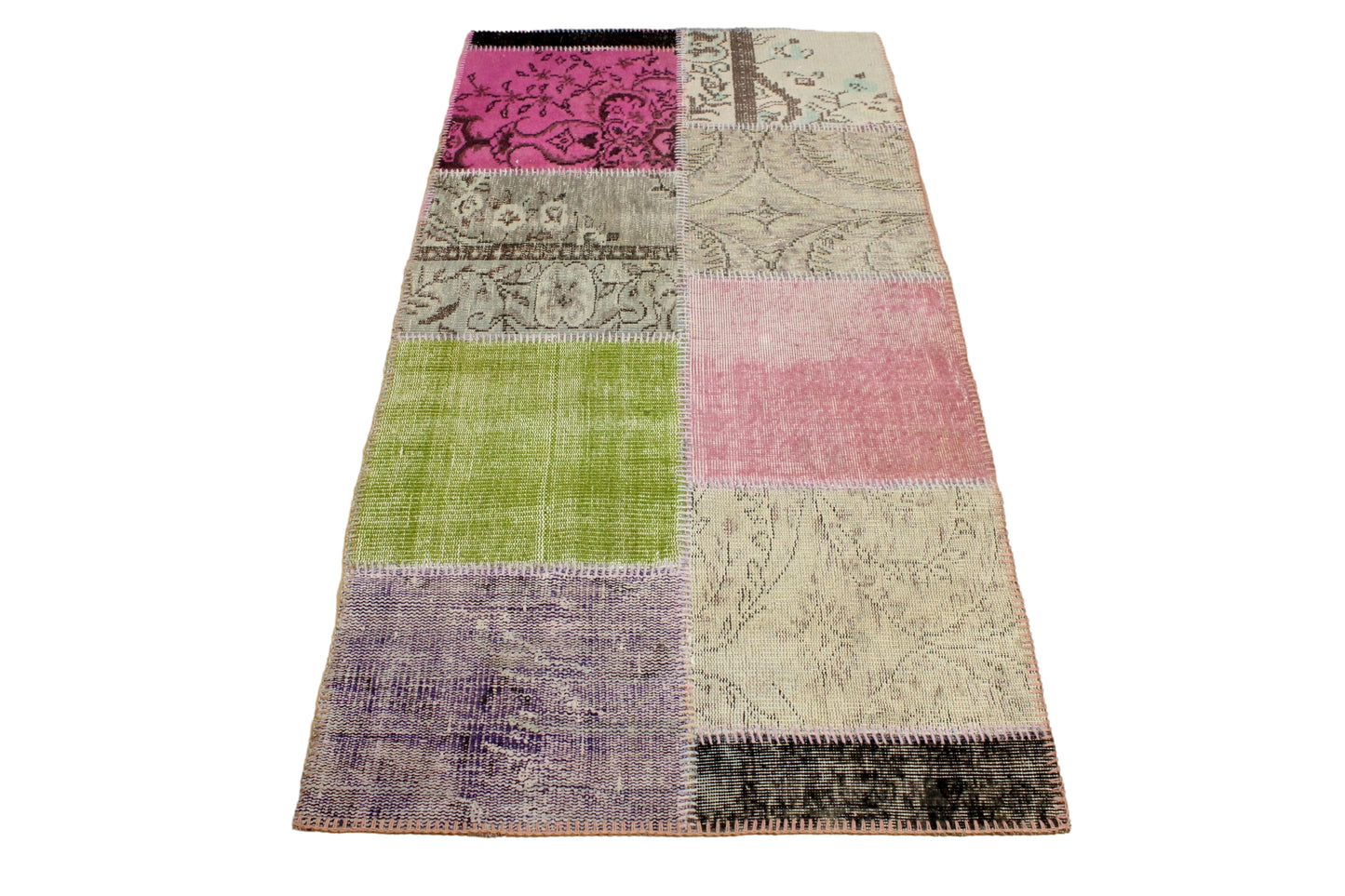 Hand-Knotted Patchwork Turkish Rug (2'12" x 5'11")