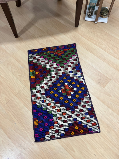 Handwoven Turkish Vintage Kilim (1'4" x 2'4")